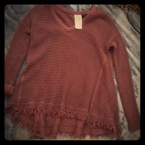 maroon fringe sweater